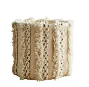 Shivalika Rugs Embroidered Fringed Storage Laundry Baskets Handmade Hampers - Picture 1 of 8