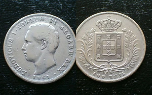 PORTUGAL / 1867 - 500 REIS / D. LUIS I / SILVER COIN - Bild 1 von 3