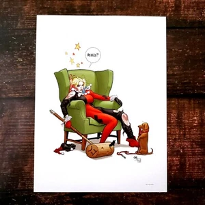 HARLEY QUINN HUND POSTER 12 X 16" DC COMICS - COVER Frank Cho - Bild 1 von 3