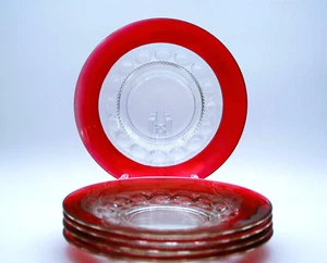 Set di 5 piatti da insalata Ruby Flashd King's Crown 8-3/8" di Indiana Glass - Foto 1 di 6