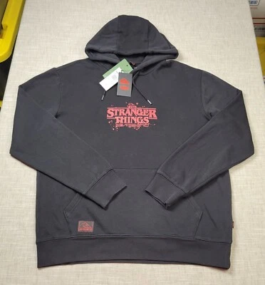 Sudadera con capucha QUICKSILVER Stranger Things mediana para hombre negra roja al revés polar Foto 1 de 4