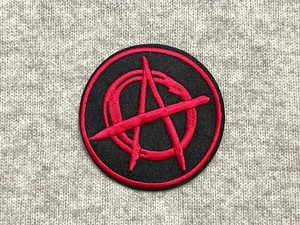 Anarchist Embroidered Iron on Patch Band Logo Symbol Anarchy 6.5 cm Diameter - Picture 1 of 3