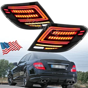 Smoked LED Tail Lights For Mercedes Benz W204 C200 C250 C300 2007-2012 2013 2014 - Picture 1 of 12