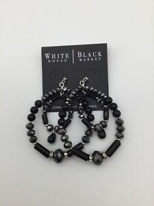 White House Black Market Silver/black double Hoop earrings NEW