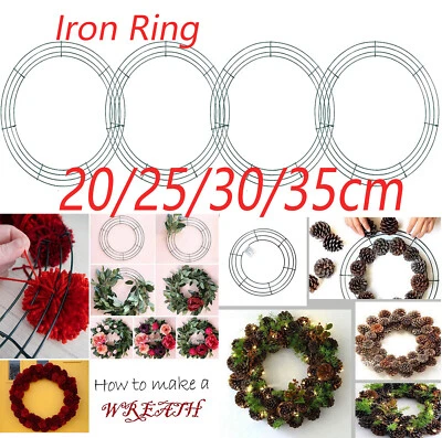 Christmas 8/10/12/14inch Wire Wreath Frame Making Ring Round Hoop Home Decorate - image 1 of 4