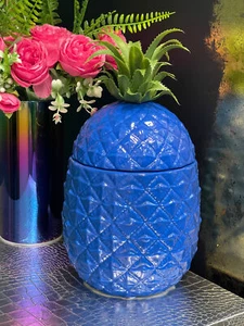 Large Blue Ceramic Pineapple Storage Jar 30cm - Picture 1 of 4