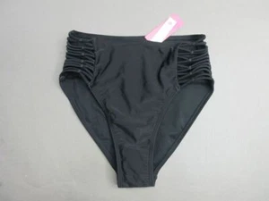 NWT XHILARATION SIZE S WOMENS BLACK CHEEKY HIGH WAIST BIKINI BOTTOM 4J - Picture 1 of 6