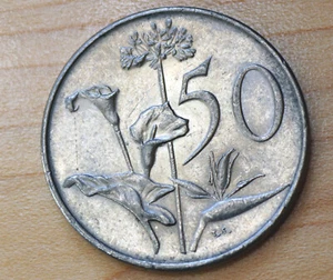 1970 South Africa 50 Cents African Lily - Picture 1 of 2