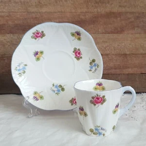 Vintage Shelley Bone China Demitasse Floral Tea Coffee Cup & Saucer Duo - Picture 1 of 11