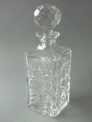 Bohemia Crystal Crystalex Pinwheel Decanter - Square Cut Glass Whiskey Pin Wheel - Image 1 of 4