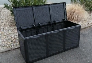 Gartenboxen klappbar aus Polypropylen Rattanoptik 270 L anthrazit - Bild 1 von 3