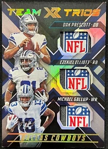 2018 Panini XR Team Trios Materials NFL Shield Tag 1/1 Prescott, Elliott, Gallup - Picture 1 of 8
