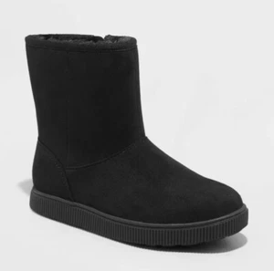 Girls' Holland Zipper Shearling Style Boots Black - Cat & Jack - SIZE 3 - Picture 1 of 3