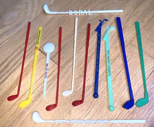 12 Old GOLF CLUB SWIZZLE STICKS - Doral / Glenwoodie / Spruce Pine / South Ocean - Picture 1 of 6