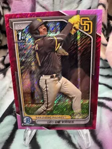 Leo De Vries - #125/199 - FUCHSIA SHIMMER - 2024 Bowman Chrome - BCP-179 - 1ST - Picture 1 of 2