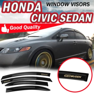 Fit 06-11 Honda Civic Sedan Window Rain Visor Smoke 1.6MM Slim Vent Shade Guards - Picture 1 of 9