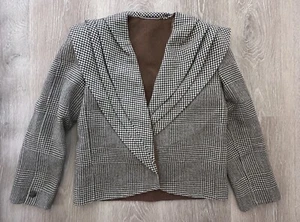Vintage emmebi gianluigi bassi Italian Blazer|Brown Houndstooth|Alpaca/Lana Wool - Picture 1 of 9