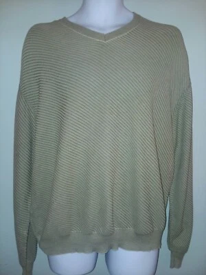 Pullover Dalmine Para Hombres Talla XXL Cuello en V Verde Claro Tejido a Rayas Algodón Hecho en Italia Foto 1 de 4