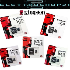 MICRO SD KINGSTON SDHC 4 GB 8 GB 16 GB 32 GB 64 GB PER SMARTPHONE TABLET - Foto 1 di 5