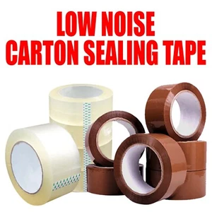 STRONG BROWN/CLEAR PARCEL PACKING PACKAGING TAPE ROLL CARTON SEALING 48MM X 66M - Picture 1 of 6