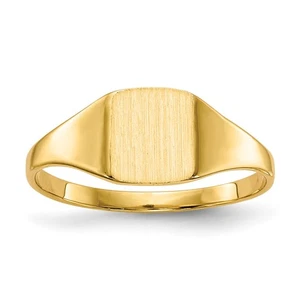 14k Yellow Gold 6.5x7.0mm Closed Back Signet Ring Size 6 - Picture 1 of 6