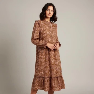 Target Prairie платье женщин большой Midi розовый оранжевый цветочный длинным рукавом вирусный - Изображение 1 из 4