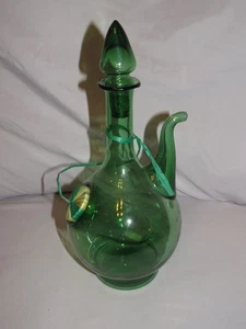 Enfriador de vino italiano verde vintage de vidrio soplado 12" - Imagen 1 de 4