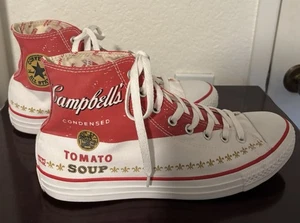Taglia 10 - Converse Andy Warhol ~ Chuck Taylor All Star High Top Campbell's Soup - Foto 1 di 11