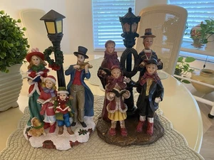 Vintage 2er Set Weihnachtsfamilie 4 Karolinger mit Laternenmast 12" große Figuren - Bild 1 von 24