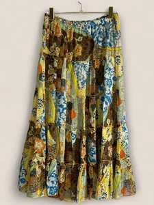 Vintage Bohemian Multicolor Maxi Skirt Size UK 8 US 4 Prairie Boho Gypsy - Picture 1 of 10