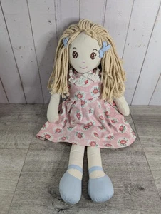 RARE Cath Kidston Cath Kids Rag Doll Floral Dress Blonde Hair Blue Bows 18" Long - Picture 1 of 17