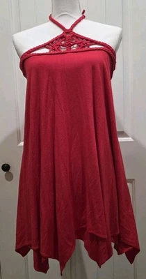 Halter Sky para mujer trenzado con acento de ganchillo mini rojo talla M nuevo con etiquetas Foto 1 de 4