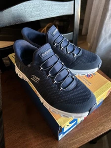 Damen Skechers Slipper Glide Step Vegan MARINEBLAU Größe 8 WEIT mit Karton - gebraucht - Bild 1 von 10