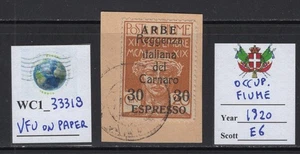 WC1_33318 ITALIENISCHE BESETZUNG.:FIUME. Seltene ARBE Espresso Briefmarke 1920. Sc. E6. Gebraucht - Bild 1 von 1