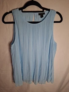 HALLOGEN Blue Sleeveless Pleats Women's Top Size M - Picture 1 of 10