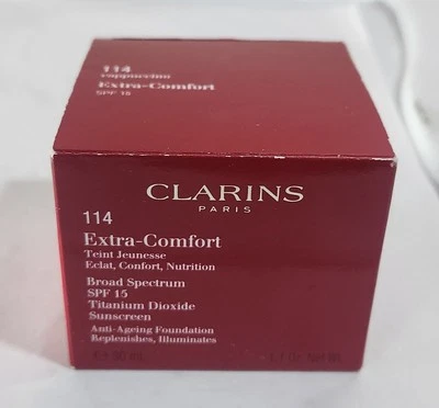 NIB Clarins Extra Comfort SPF 15 Anti-Ageing Foundation In Shade 114 Cappuccino  - Image 1 of 4