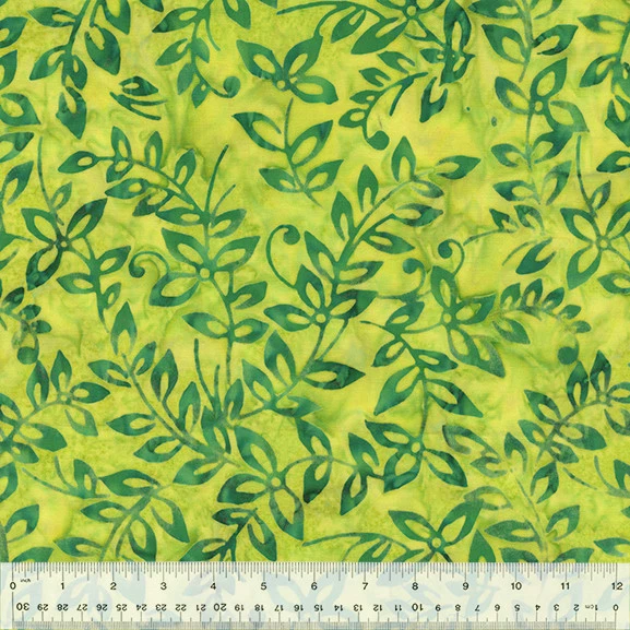 Anthology Batik Fabric | Splash Beanstalk Vine Scroll Evergreen Green YARD - Image 1 of 1