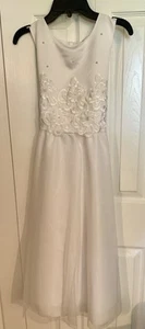 Girls Size 12 White Communion Confirmation Flower Girl Dress - Picture 1 of 4