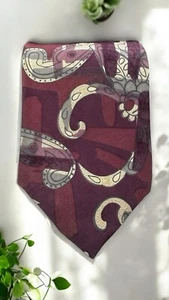 Christian Dior Monsieur Silk Made USA Necktie Tie Abstract Burgundy Cream 3.5” - Picture 1 of 10