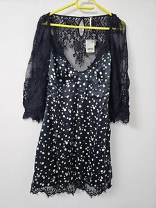 Free People About That Mini Dress Womens Size Small Black Lace Detail - Picture 1 of 7