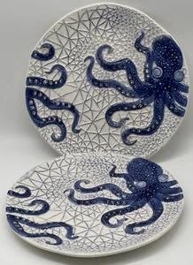 Cracker Barrel Blue Octopus Plates Nautical Sea Ocean 8.5” - Picture 1 of 9