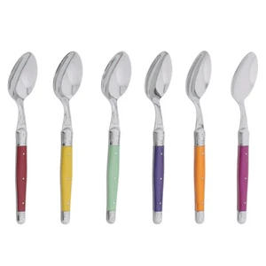 Coffret de 6 cuillères de table laguiole irise assorties inox - Foto 1 di 2