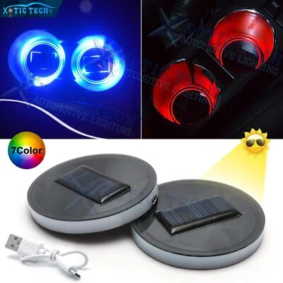 LED Cup Holder Bottom Pad Coaster Mat Atmosphere Lights For Chevrolet Silverado - Image 1 of 4