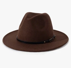 Lisianthus Women's Coffee Color Belt Buckle Fedora Hat New With Tags - Picture 1 of 5