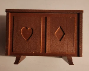 Vintage Antique Playing Cards Wood Storage Case Box W/Cards~ Cabinet Style Box - Picture 1 of 7
