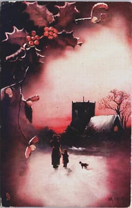 Beautiful Landscape Art Nature During Christmas Vintage Postcard B229 - Picture 1 of 2