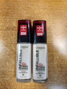 2 Pk: L'OREAL Infallible 32H Fresh Wear Foundation SPF25, #400 Pearl 12C 2110 - Picture 1 of 6