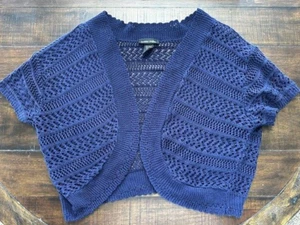 Sweater Project 2X Blue Open Weave Crochet Shrug Women’s Plus Size - Picture 1 of 8