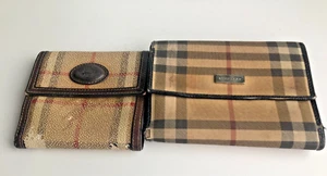 2 Vintage Burberry Portemonnaie Geldbörse Leder Canvas - Bild 1 von 19