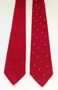 Lot Of 2 Red LEATHERBACK SATIN Wembley Mens Tie - 55/56" long 3.5" Width - Picture 1 of 5